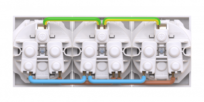 Розетка CADUCEUS ALING MODE электрическая, трехместная, модульная, для скрытой проводки, механизм, 16А, 250 В~ (Артикул: 66513)
