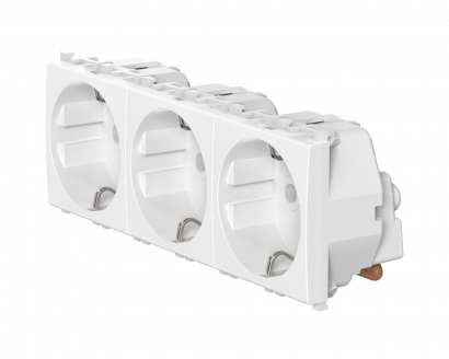 Розетка CADUCEUS ALING EXPERIENCE электрическая, трехместная, модульная, для скрытой проводки, механизм, 16А, 250 В~ (Артикул: 74113)