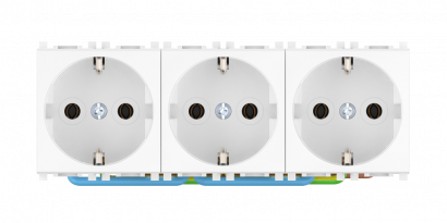 Розетка CADUCEUS ALING EXPERIENCE электрическая, трехместная, модульная, для скрытой проводки, механизм, 16А, 250 В~ (Артикул: 74113)