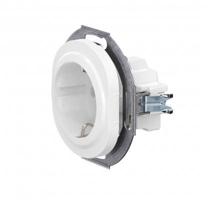 Механизм розетки скрытой установки CADUCEUS ALING EON с заземлением, без шторок, с керамическим основанием, 16А, 250В~ (Артикул: E600)