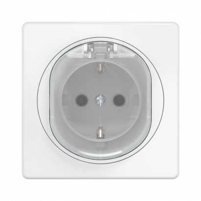 Розетка встраиваемая CADUCEUS ALING EON с заземлением, без шторок, с крышкой, с керамическим основанием, 16А, 250В~ (Артикул: E603.00)