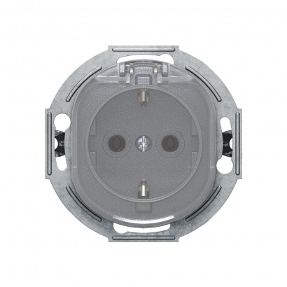 Механизм розетки скрытой установки CADUCEUS ALING EON с заземлением, без шторок, с крышкой, с керамическим основанием, 16А, 250В~ (Артикул: E603)