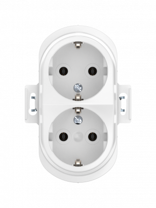 Механизм двойной встраиваемой розетки CADUCEUS ALING EON с заземлением, без шторок, с пластиковым основанием, 16А, 250В~ (Артикул: E604)