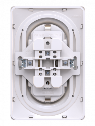 Механизм двойной встраиваемой розетки CADUCEUS ALING EON с заземлением, без шторок, с пластиковым основанием, 16А, 250В~ (Артикул: E604)