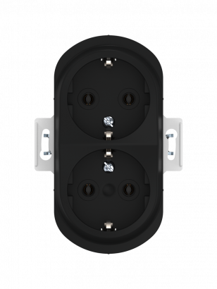 Механизм двойной встраиваемой розетки CADUCEUS ALING EON с заземлением, без шторок, с пластиковым основанием, 16А, 250В~ (Артикул: E604)