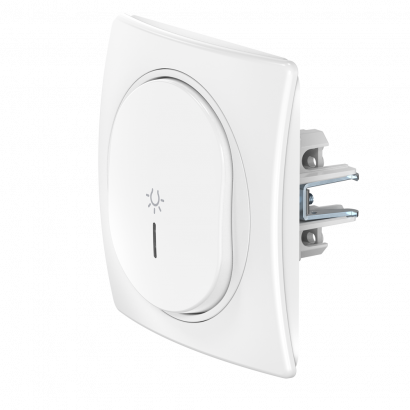 Выключатель скрытой установки CADUCEUS ALING EON, кнопочный, с символом Свет, с индикацией, 10АХ, 250В~ (Артикул: E609I.00)