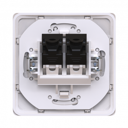 Розетка скрытой установки двойная телефонная CADUCEUS ALING EON с модулями Keystone 2хRJ12 6P6C cat. 3 (Артикул: E6131.00)
