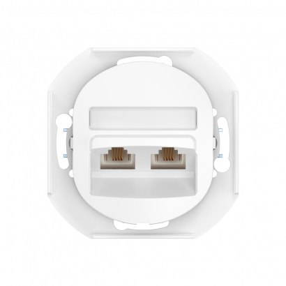 Механизм встраиваемой двойной телефонной розетки CADUCEUS ALING EON с модулями Keystone 2хRJ12 6P4C (Артикул: E613)