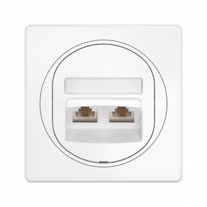 Механизм встраиваемой двойной телефонной розетки CADUCEUS ALING EON с модулями Keystone 2хRJ12 6P4C (Артикул: E613)