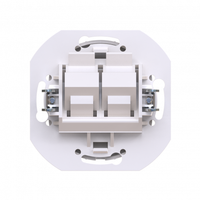 Механизм встраиваемой двойной телефонной розетки CADUCEUS ALING EON с модулями Keystone 2хRJ12 6P4C (Артикул: E613)