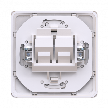 Механизм встраиваемой двойной телефонной розетки CADUCEUS ALING EON с модулями Keystone 2хRJ12 6P4C (Артикул: E613)