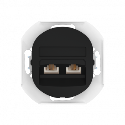 Механизм встраиваемой двойной телефонной розетки CADUCEUS ALING EON с модулями Keystone 2хRJ12 6P4C (Артикул: E613)