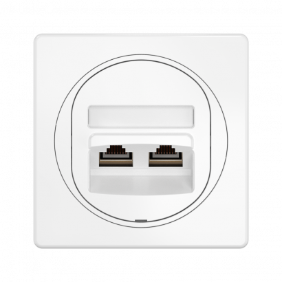 Розетка скрытой установки CADUCEUS ALING EON, двойная, компьютерная, с модулями Keystone RJ45 8P8C, cat.5e, FTP (Артикул: E614S.00)
