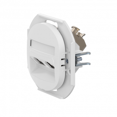 Встраиваемая двойная компьютерная розетка CADUCEUS ALING EON с модулями Keystone RJ45 8P8C cat.5e FTP, механизм (Артикул: E614S) (FTP - экранированный)