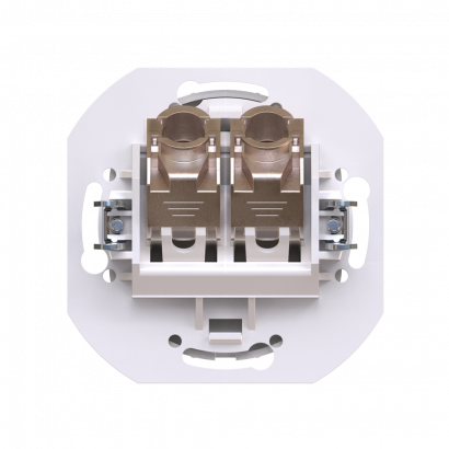 Встраиваемая двойная компьютерная розетка CADUCEUS ALING EON с модулями Keystone RJ45 8P8C cat.5e FTP, механизм (Артикул: E614S) (FTP - экранированный)