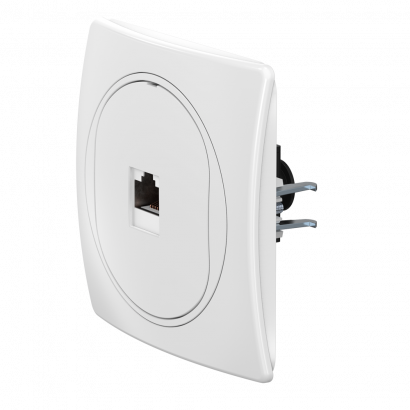 Механизм компьютерной розетки скрытой установки CADUCEUS ALING EON с модулем Keystone RJ45 8P8C, cat.6, UTP (Артикул: E6150) (UTP - неэкранированный)