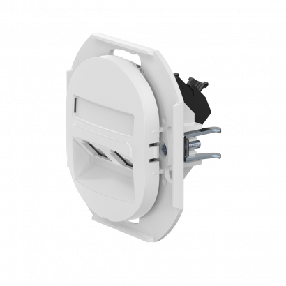 Розетка скрытой установки двойная компьютерная CADUCEUS ALING EON с модулями Keystone RJ45 8P8C, cat.6, UTP, механизм (Артикул: E615) (UTP - неэкранированный)