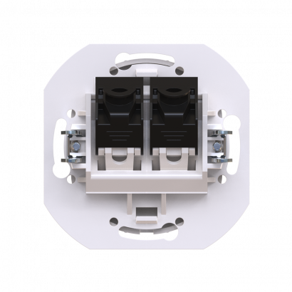 Розетка скрытой установки двойная компьютерная CADUCEUS ALING EON с модулями Keystone RJ45 8P8C, cat.6, UTP, механизм (Артикул: E615) (UTP - неэкранированный)