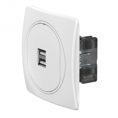 Розетка скрытой установки CADUCEUS ALING EON USB тип A для зарядки устройств, двойная, 2,1А, 5В=, 250В~ (Артикул: E6161.00)