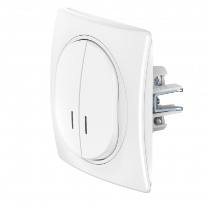 Выключатель скрытой установки CADUCEUS ALING EON, двухклавишный, с индикацией, 10АХ, 250В~, механизм (Артикул: E626)