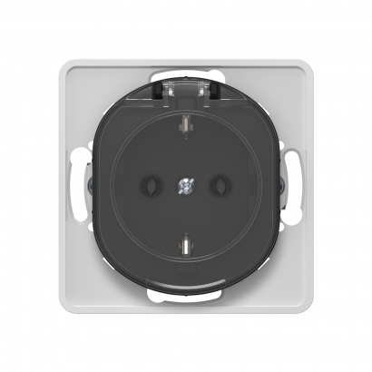 Механизм розетки скрытой установки CADUCEUS ALING EON с заземлением, без шторок, с крышкой, с пластиковым основанием, 16А, 250В~ (Артикул: E633)