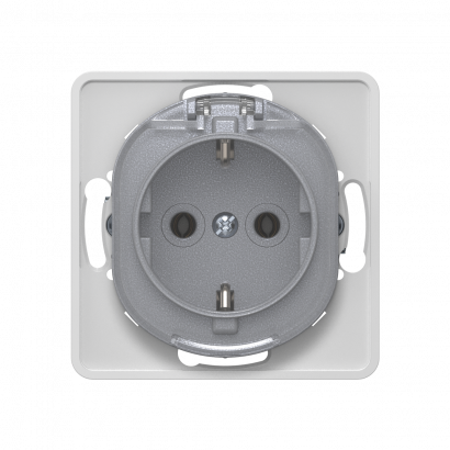Механизм розетки скрытой установки CADUCEUS ALING EON с заземлением, без шторок, с крышкой, с пластиковым основанием, 16А, 250В~ (Артикул: E633)