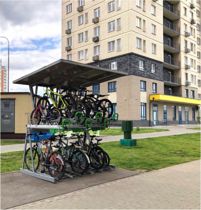 Двухуровневая велопарковка 12 мест с навесом