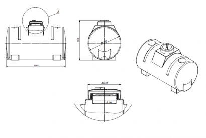 300 литров пластиковая горизонтальная емкость