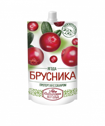 Брусника протертая с сахаром Сибирская ягода