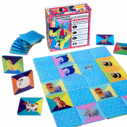 НАСТОЛЬНАЯ ИГРА МЕМОРИ геометрия, серия: ЛАПЫ, УШИ И ХВОСТЫ