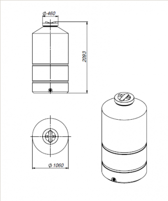 1500 литров цилиндрическая пластиковая емкость