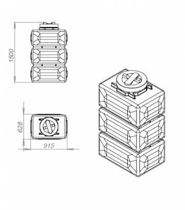 500 литров призматическая пластиковая емкость