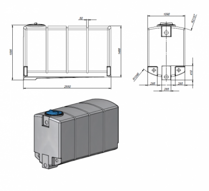 Пластиковая прямоугольная емкость 3750 л (с полным сливом)