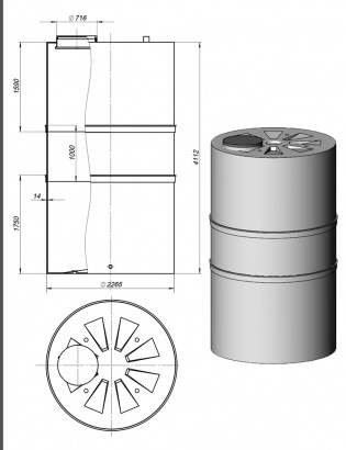 Пластиковая вертикальная емкость 15000 литров