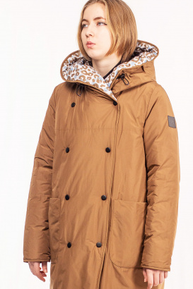 Удлинённая женская утеплённая парка с поясом