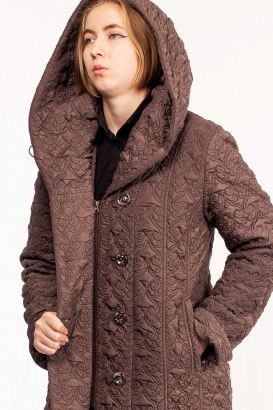 Женская утеплённая куртка с декоративной стёжкой и капюшоном