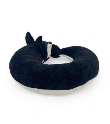 Подушка для шеи лиса, черная, 32 см, Mi142