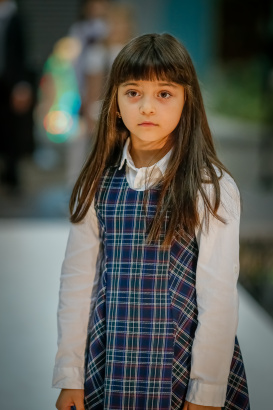 Сарафан в сине-белую клетку на молнии