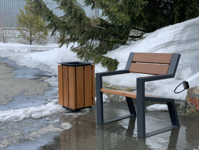 Урна садово-парковая из термодерева «Forest» 50 литров, цвет графит