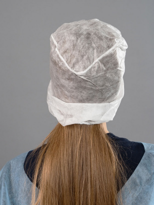 Шапочка-балаклава на двух резинках, белый, спанбонд 20 гр/м² (упаковка)