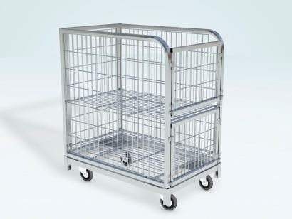 Контейнер сетчатый на колёсах с 2-мя регулируемыми полками.