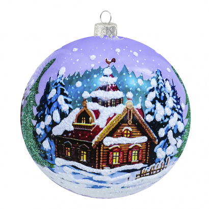 Стеклянный шар на ёлку Волшебный домик