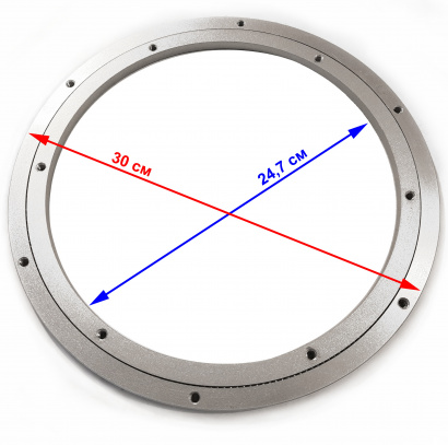 Поворотный механизм (кольцевой подшипник D 30 см) с отверстиями под винты/саморезы + крепеж