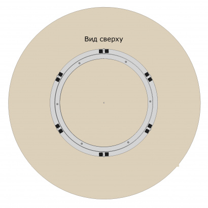 Поворотный механизм на опорной площадке диаметром 60 см для крепления вращающегося круга-столешницы диаметром от 80 см до 110 см