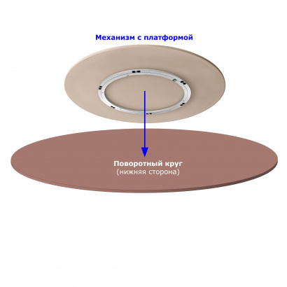 Поворотный механизм на опорной площадке диаметром 60 см для крепления вращающегося круга-столешницы диаметром от 80 см до 110 см
