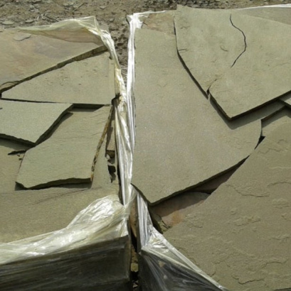 Камень дикий серо-зеленый песчаник натуральный пластушка