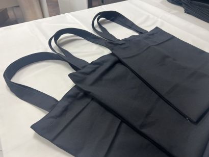 Шоппер Саржа Черная 100% Хлопок 240г 40х34см Ручки 60см