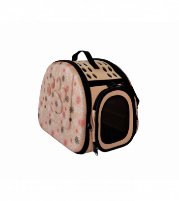Переноска для животных, жесткий каркас, с рисунком, бежевая, 5648