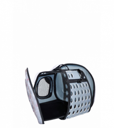 Переноска для животных, жесткий каркас, с рисунком, серая, 5647
