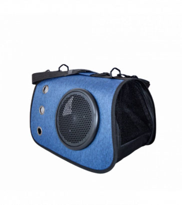 Переноска для животных, с окошком, синяя, 3899